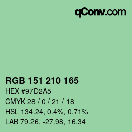 カラーコード: RGB 151 210 165 | qconv.com