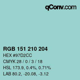カラーコード: RGB 151 210 204 | qconv.com