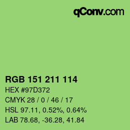 Color code: RGB 151 211 114 | qconv.com