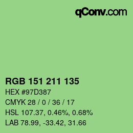Color code: RGB 151 211 135 | qconv.com