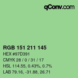 Color code: RGB 151 211 145 | qconv.com