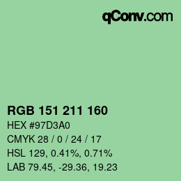 カラーコード: RGB 151 211 160 | qconv.com