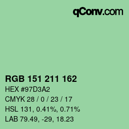 Color code: RGB 151 211 162 | qconv.com