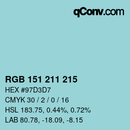 カラーコード: RGB 151 211 215 | qconv.com