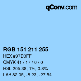 Color code: RGB 151 211 255 | qconv.com