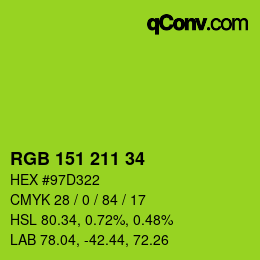 Color code: RGB 151 211 34 | qconv.com