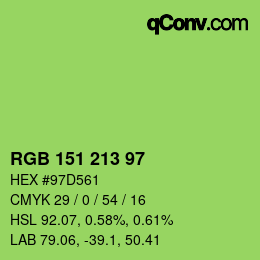 Color code: RGB 151 213 97 | qconv.com
