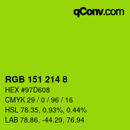 カラーコード: RGB 151 214 8 | qconv.com