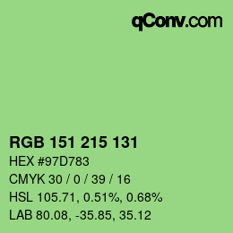 Color code: RGB 151 215 131 | qconv.com