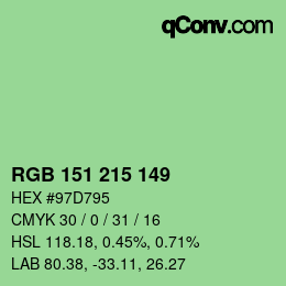 Color code: RGB 151 215 149 | qconv.com