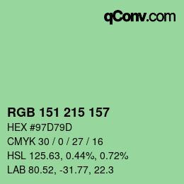 Color code: RGB 151 215 157 | qconv.com