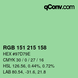 Color code: RGB 151 215 158 | qconv.com