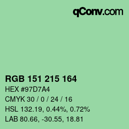Color code: RGB 151 215 164 | qconv.com