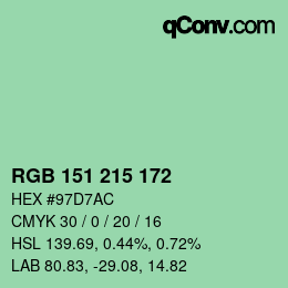 Color code: RGB 151 215 172 | qconv.com