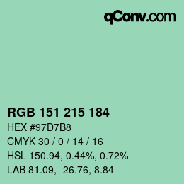 Color code: RGB 151 215 184 | qconv.com