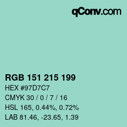 カラーコード: RGB 151 215 199 | qconv.com