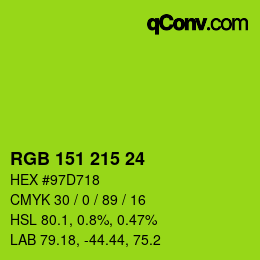 カラーコード: RGB 151 215 24 | qconv.com