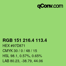 カラーコード: RGB 151 216.4 113.4 | qconv.com