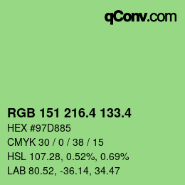 カラーコード: RGB 151 216.4 133.4 | qconv.com