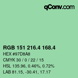 カラーコード: RGB 151 216.4 168.4 | qconv.com