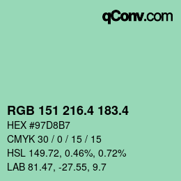 カラーコード: RGB 151 216.4 183.4 | qconv.com