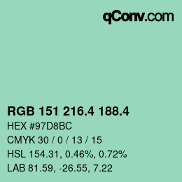 カラーコード: RGB 151 216.4 188.4 | qconv.com