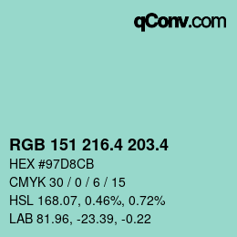 カラーコード: RGB 151 216.4 203.4 | qconv.com
