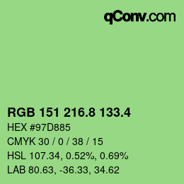 カラーコード: RGB 151 216.8 133.4 | qconv.com