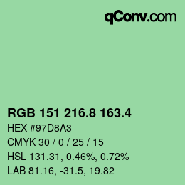 カラーコード: RGB 151 216.8 163.4 | qconv.com