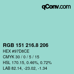 Color code: RGB 151 216.8 206 | qconv.com