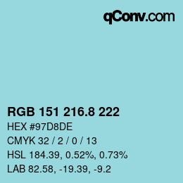 Color code: RGB 151 216.8 222 | qconv.com
