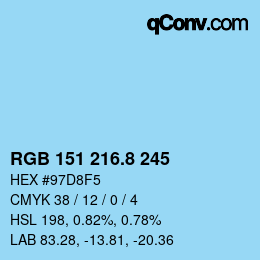 カラーコード: RGB 151 216.8 245 | qconv.com