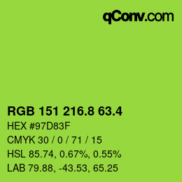 カラーコード: RGB 151 216.8 63.4 | qconv.com