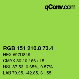 カラーコード: RGB 151 216.8 73.4 | qconv.com