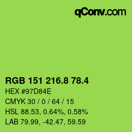 カラーコード: RGB 151 216.8 78.4 | qconv.com