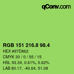 カラーコード: RGB 151 216.8 98.4 | qconv.com