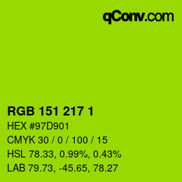 Color code: RGB 151 217 1 | qconv.com