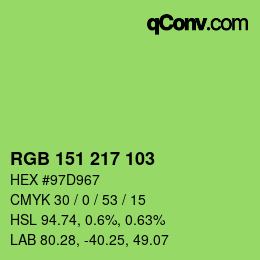 Color code: RGB 151 217 103 | qconv.com