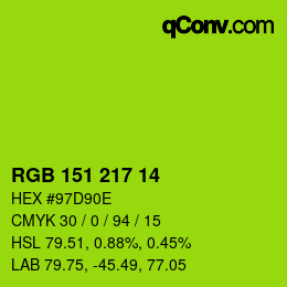 Color code: RGB 151 217 14 | qconv.com