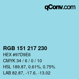 Color code: RGB 151 217 230 | qconv.com