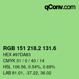 カラーコード: RGB 151 218.2 131.6 | qconv.com