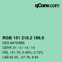 カラーコード: RGB 151 218.2 186.6 | qconv.com