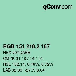 カラーコード: RGB 151 218.2 187 | qconv.com