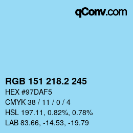 カラーコード: RGB 151 218.2 245 | qconv.com