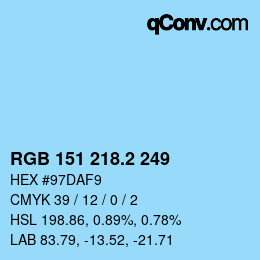 カラーコード: RGB 151 218.2 249 | qconv.com