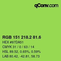 カラーコード: RGB 151 218.2 81.6 | qconv.com