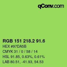 カラーコード: RGB 151 218.2 91.6 | qconv.com