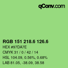 カラーコード: RGB 151 218.6 126.6 | qconv.com