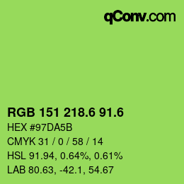カラーコード: RGB 151 218.6 91.6 | qconv.com
