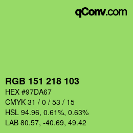 Color code: RGB 151 218 103 | qconv.com
